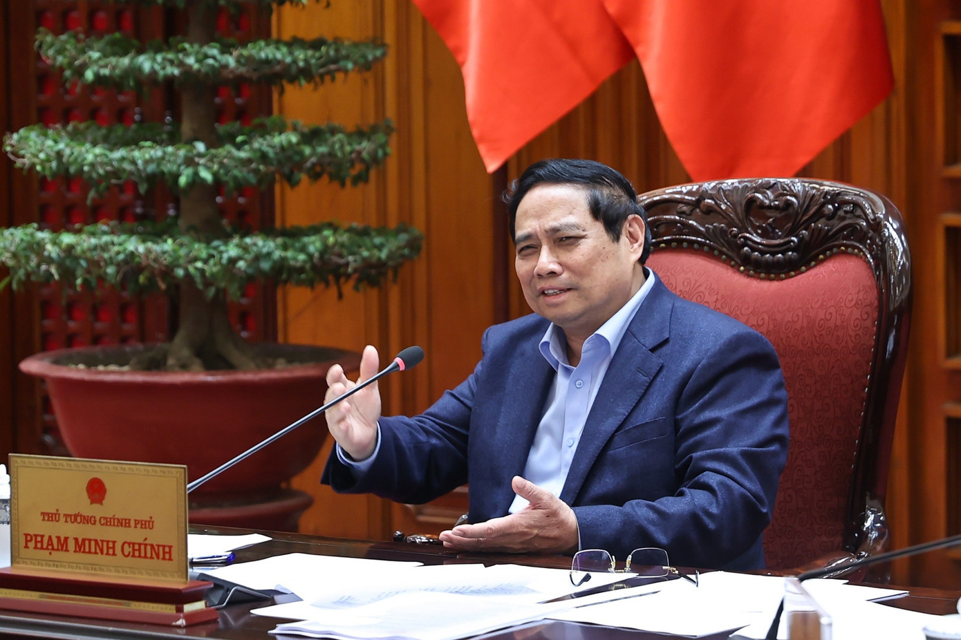 Thủ tướng Phạm Minh Chính chủ trì cuộc họp Thường trực Chính phủ. Ảnh: VGP/Nhật Bắc 171ttcp.jpg