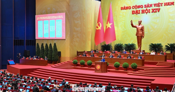 Toàn cảnh phiên thảo luận tại hội trường về các Văn kiện Đại hội XIV