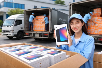 Một doanh nghiệp dùng 2 xe tải chở 5.000 máy tính bảng tặng quà Tết cho công nhân