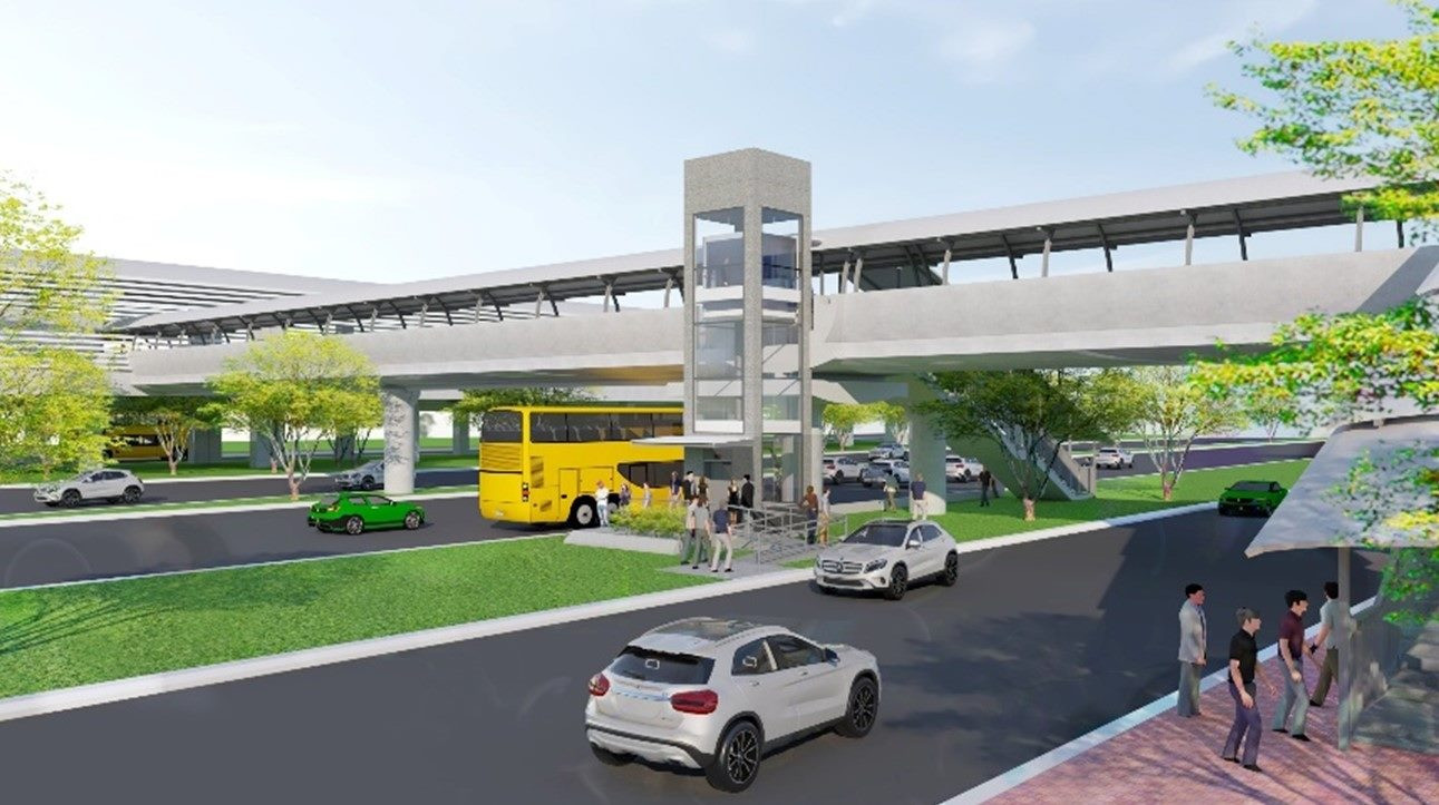 Phối cảnh thang máy tại cầu vượt bộ hành dọc tuyến Metro số 1. Nguồn ảnh: Internet Phối cảnh thang máy tại cầu vượt bộ hành dọc tuyến Metro số 1. Nguồn ảnh: Internet