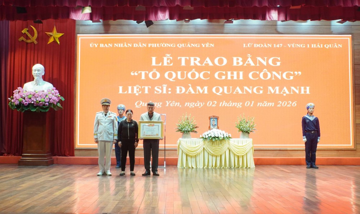 Trao bằng ‘Tổ quốc ghi công’ cho liệt sĩ sinh năm 2005 hy sinh tại đặc khu Trường Sa