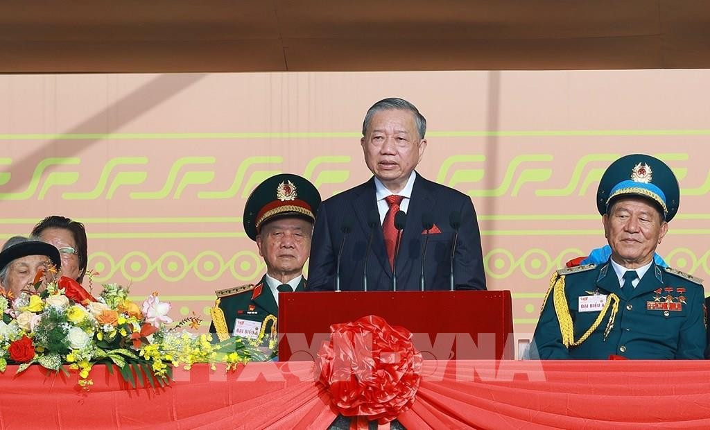 Tổng Bí thư Tô Lâm trình bày diễn văn kỷ niệm 80 năm Cách mạng tháng Tám thành công và Quốc khánh Nước CHXHCN Việt Nam, ngày 2/9/2025. Ảnh: TTXVN. 41mrtolam.jpg