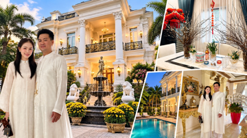Căn biệt thự bạc tỷ của em dâu Hà Tăng: Bề thế như dinh thự châu Âu, có sân vườn rộng và hồ bơi riêng