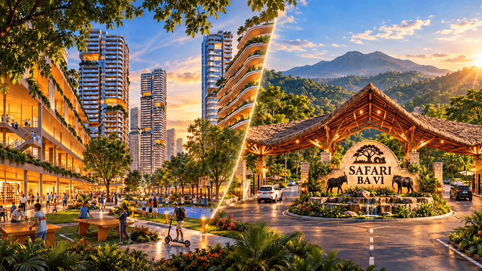 Đô thị hiện đại và cổng Safari Ba Vì