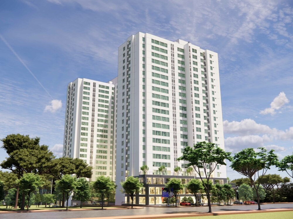 Phối cảnh dự án Khu phức hợp nhà ở cao tầng và thương mại Phù Đổng của bầu Đức. 3.jpg