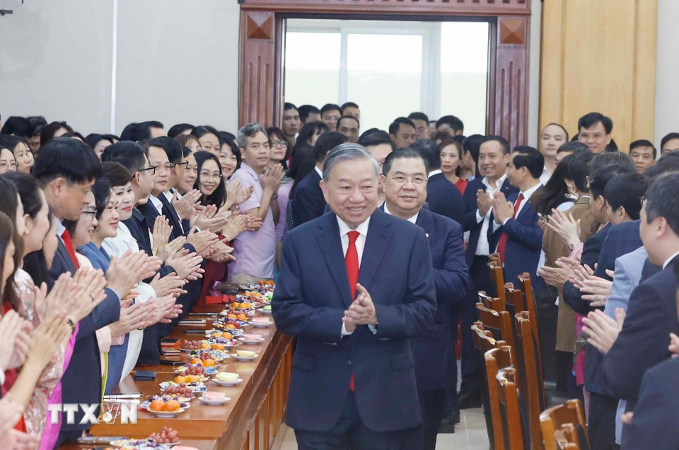 Tổng Bí thư Tô Lâm đến dự buổi gặp mặt. Ảnh: TTXVN. 21.jpg