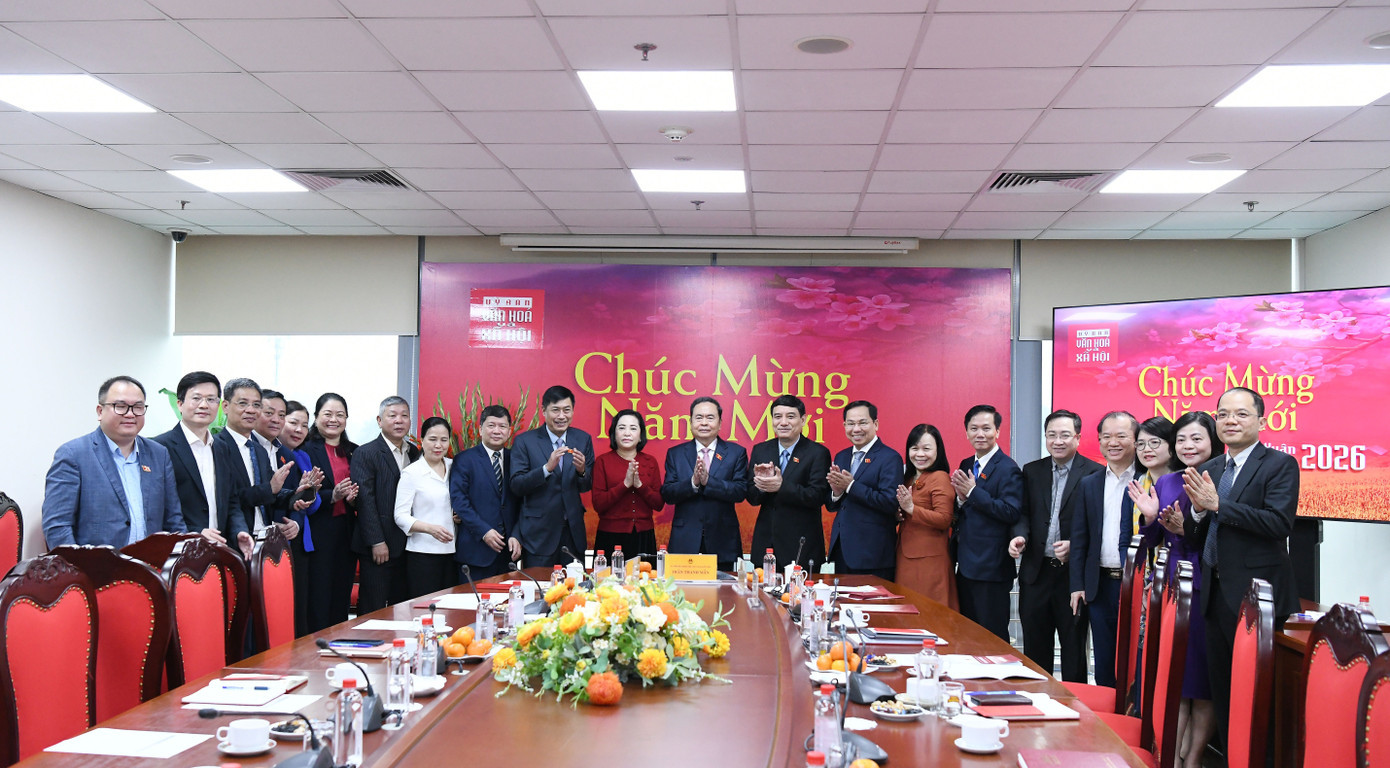 Chủ tịch Quốc hội Trần Thanh Mẫn và các đại biểu Thường trực Ủy ban Văn hóa và Xã hội. Ảnh: Lâm Hiển 242ctqh3.jpg