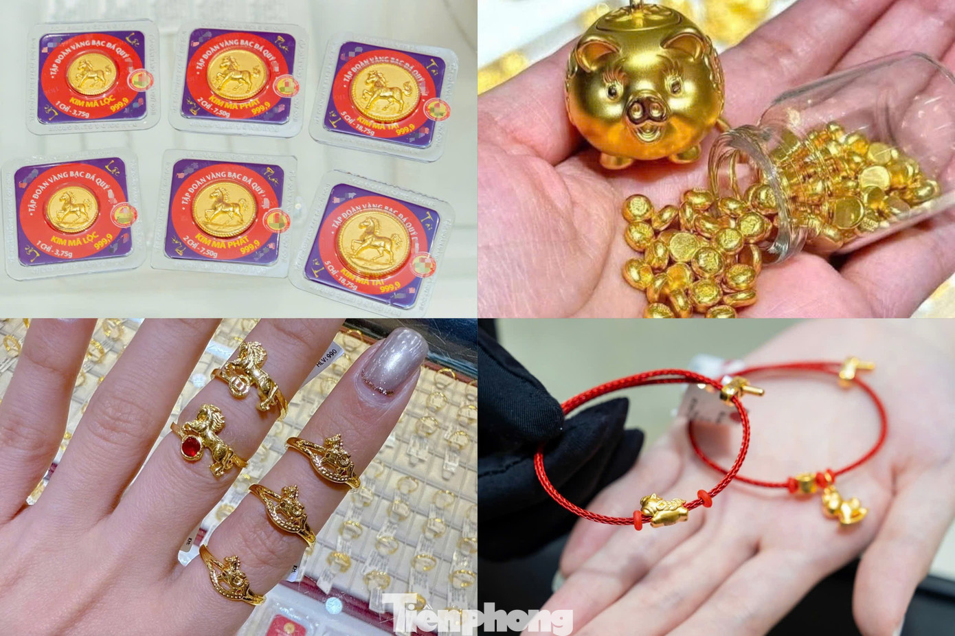 Đa dạng mẫu mã phục vụ khách mua vàng lấy may trong ngày Vía Thần tài. Đặc biệt, các sản phẩm vàng mini, vàng hạt đậu trở thành lựa chọn của nhiều người dân. Với mức giá vừa túi tiền, dễ mua, dễ cất giữ, những món vàng nhỏ xinh này đáp ứng tâm lý mua lấy may đầu năm hơn là đầu tư tích trữ. tp-3-3613.jpg