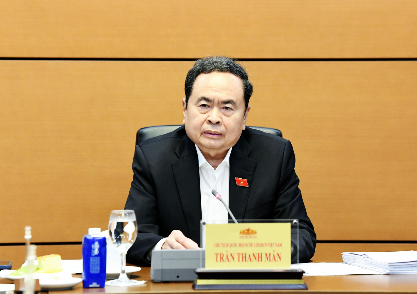 Chủ tịch Quốc hội Trần Thanh Mẫn phát biểu. Ảnh: Lâm Hiển 22ctqh1.jpg