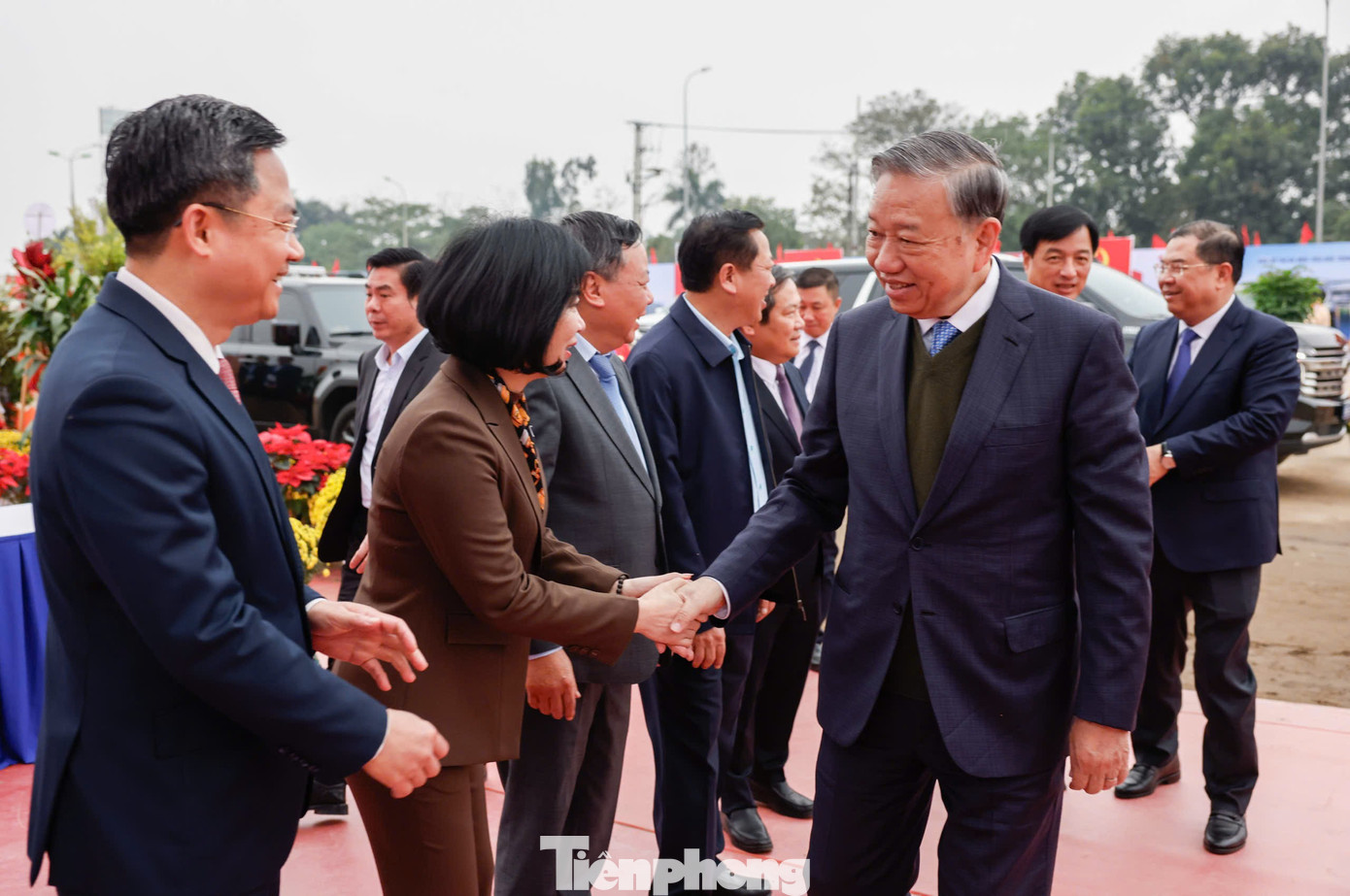 Tổng Bí thư Tô Lâm và các đại biểu đến dự Lễ khởi công Dự án Khu đô thị đa mục tiêu Bắc Thăng Long - Urban City. Ảnh: Như Ý. tp-22tbt3.jpg