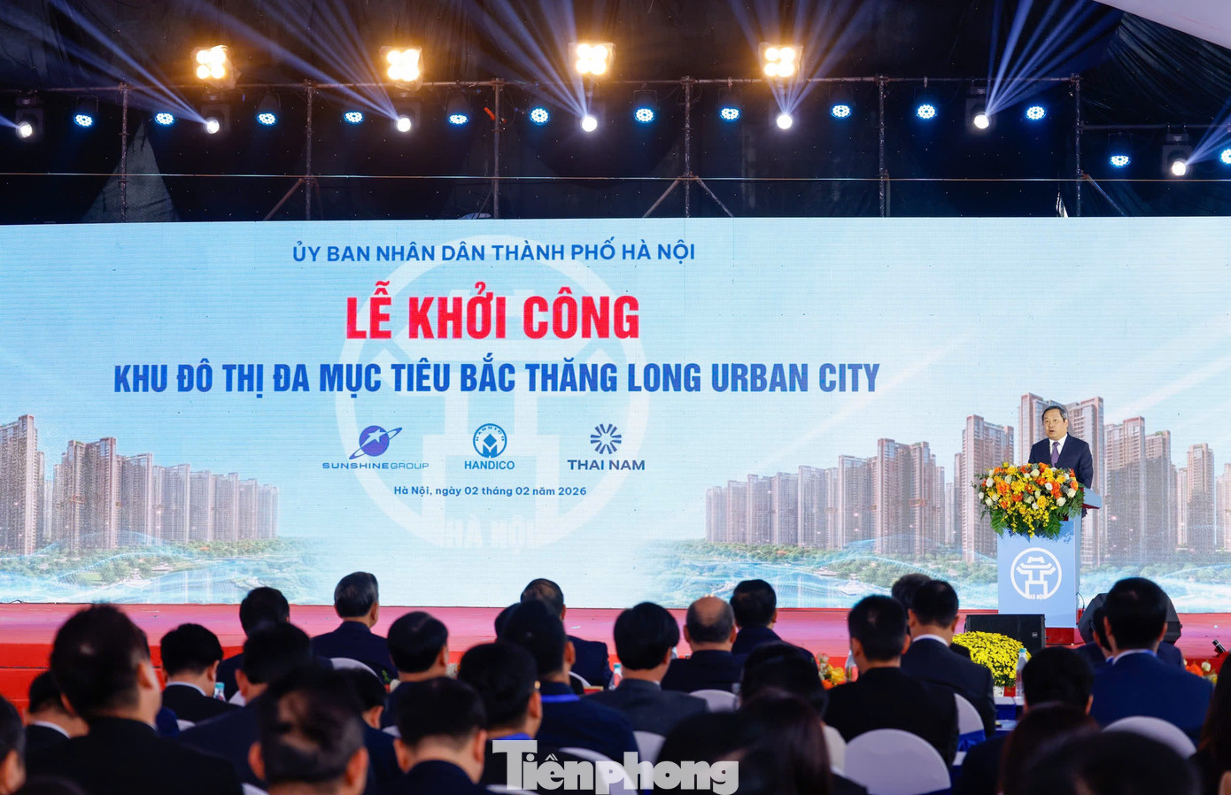 Chủ tịch UBND TP Hà Nội Vũ Đại Thắng phát biểu tại lễ khởi công. Ảnh: Như Ý. tp-22tbt8.jpg