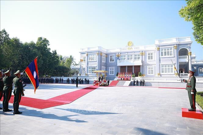 Lễ đón trọng thể Tổng Bí thư Tô Lâm tại thủ đô Viêng Chăn (Lào)- Ảnh 5. Lễ đón trọng thể Tổng Bí thư Tô Lâm tại thủ đô Viêng Chăn (Lào)- Ảnh 5.