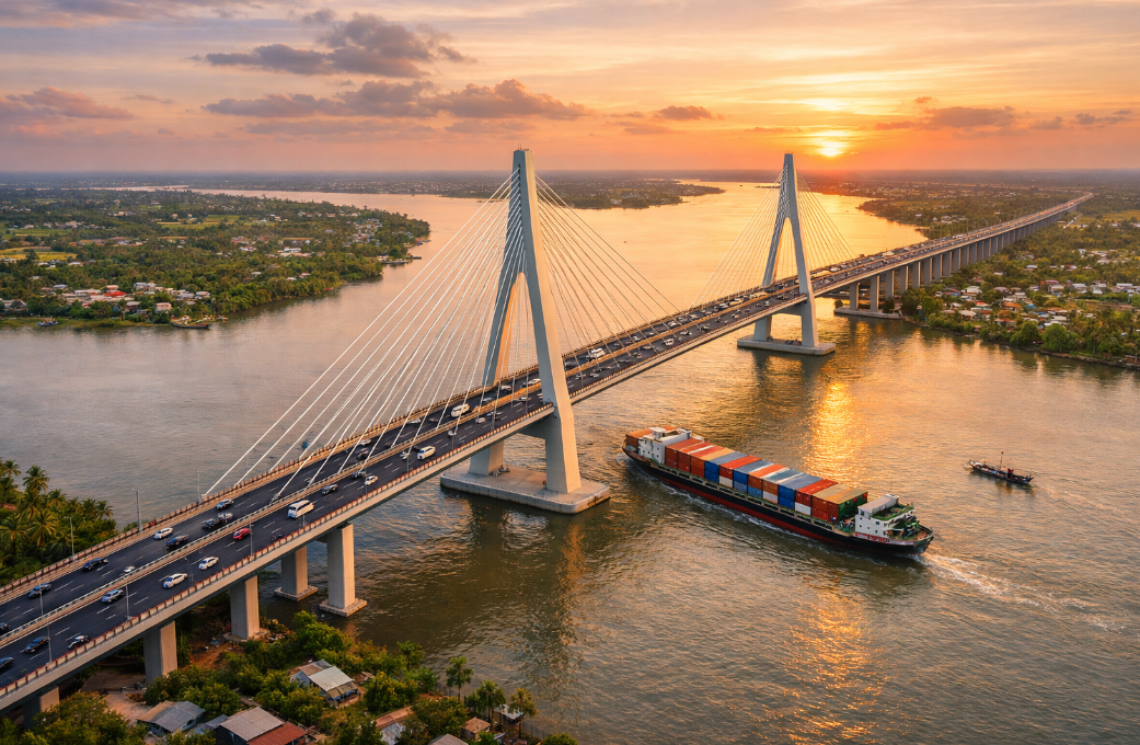 Miền Tây sắp có cây cầu dài 5km bắc qua dòng sông biểu tượng, tuổi thọ lên đến 100 năm- Ảnh 1. Miền Tây sắp có cây cầu dài 5km bắc qua dòng sông biểu tượng, tuổi thọ lên đến 100 năm- Ảnh 1.