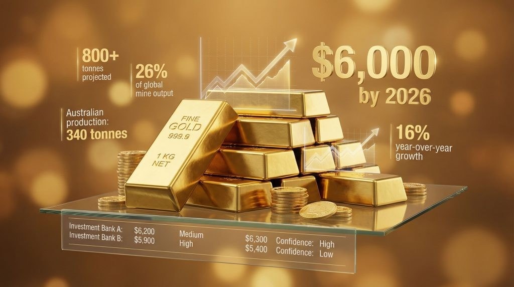 Một số tổ chức dự đoán giá vàng năm 2026 sẽ tăng lên mức 5.400-6.000 USD/ounce. Ảnh: Delivery Alert. gia-vang-2.jpg