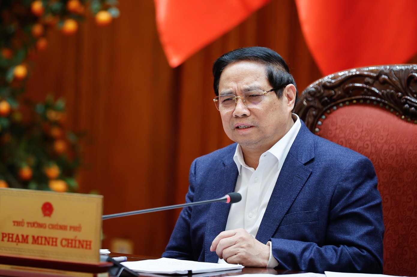 Thủ tướng Phạm Minh Chính chủ trì cuộc họp. Ảnh: VGP/Nhật Bắc 103ttg1.jpg