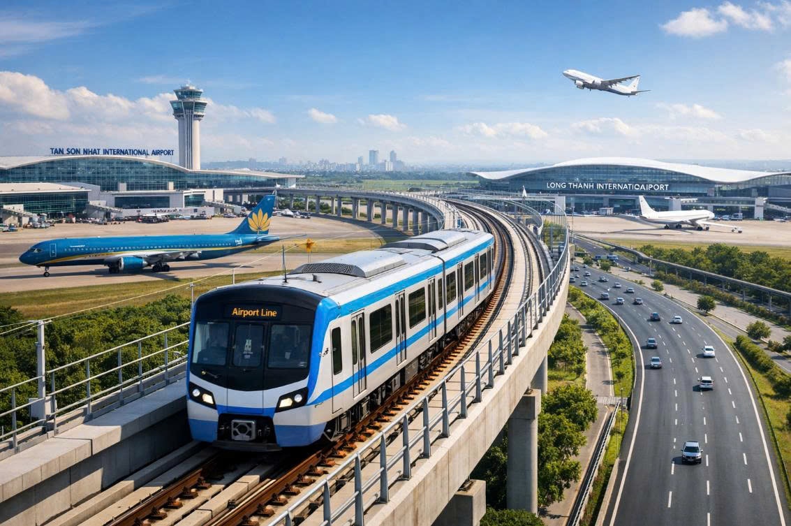 Thời gian di chuyển giữa sân bay Tân Sơn Nhất và sân bay Long Thành sẽ rút xuống còn 30 phút. Ảnh minh họa Thời gian di chuyển giữa sân bay Tân Sơn Nhất và sân bay Long Thành sẽ rút xuống còn 30 phút. Ảnh minh họa