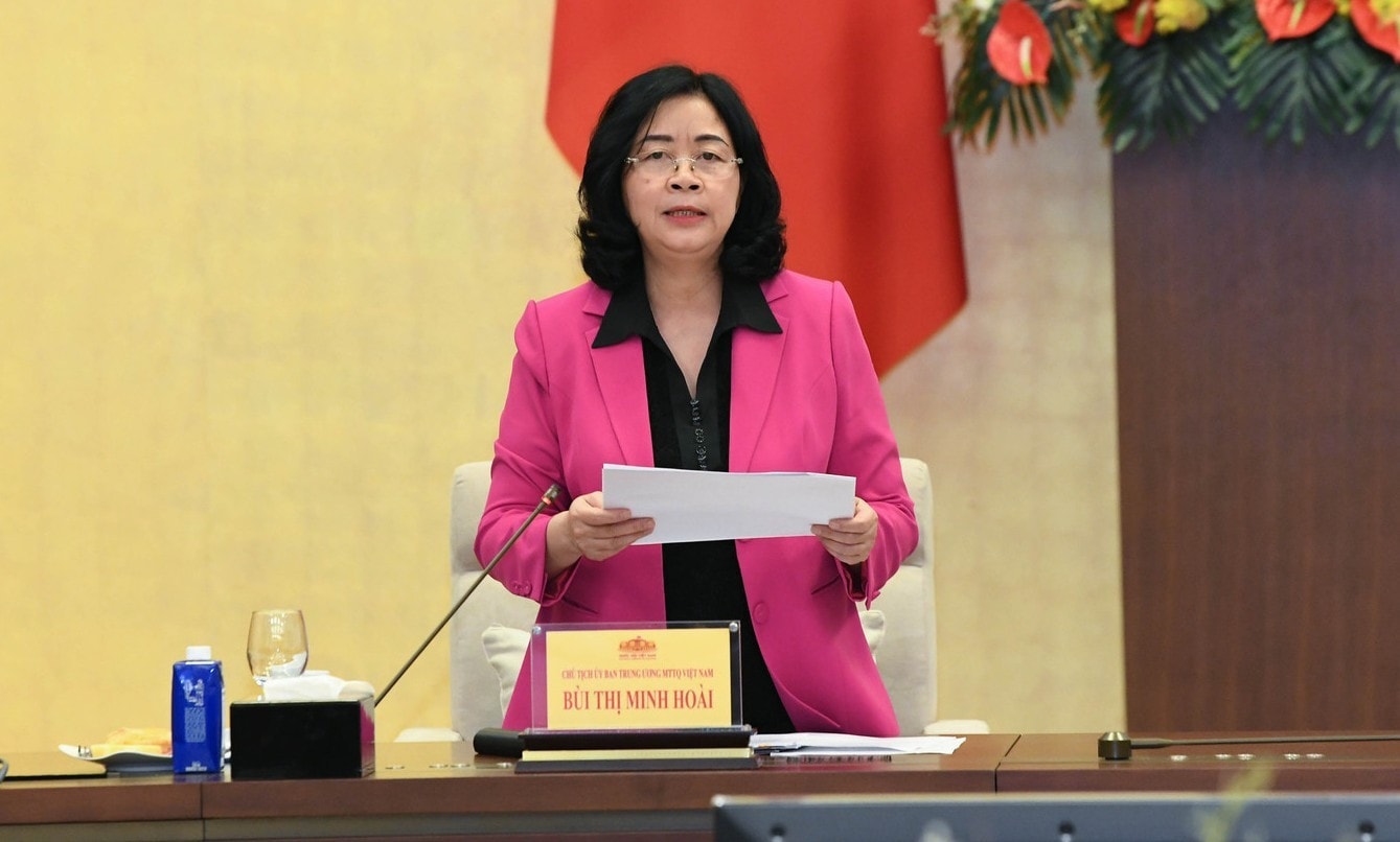 Chủ tịch Ủy ban Trung ương MTTQ Việt Nam Bùi Thị Minh Hoài phát biểu. Ảnh: Lâm Hiển chu.jpg