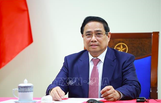 Thủ tướng Phạm Minh Chính điện đàm với Tổng thống Angola. Ảnh: TTXVN screen-shot-2026-03-16-at-102640-pm.png
