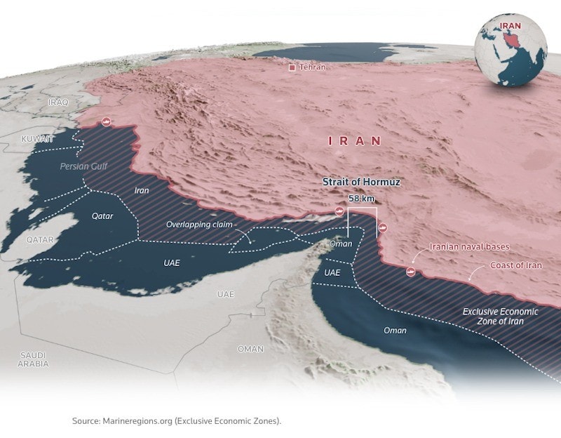 Eo biển Hormuz. (Ảnh: Reuters) 69a5f26210c33630f78885d9.jpg