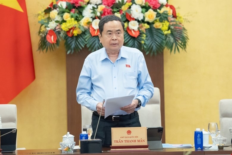Chủ tịch Quốc hội Trần Thanh Mẫn phát biểu kết luận. Ảnh: QH 23ctqh1.jpg