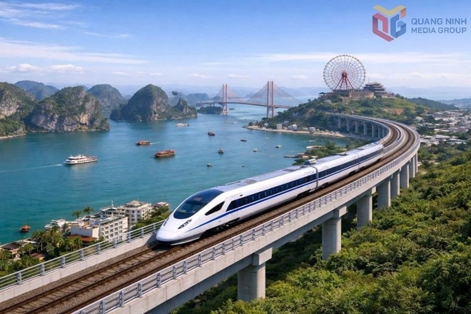 Phối cảnh tuyến đường sắt tốc độ cao Hà Nội - Quảng Ninh. Nguồn ảnh: Báo Quảng Ninh Phối cảnh tuyến đường sắt tốc độ cao Hà Nội - Quảng Ninh. Nguồn ảnh: Báo Quảng Ninh