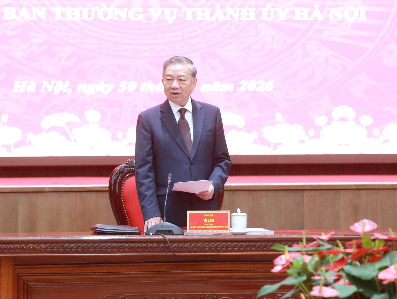 Tổng Bí thư Tô Lâm phát biểu tại hội nghị. Ảnh: PV. Tổng Bí thư: Hà Nội phải hành động tương xứng với niềm tin của Trung ương, đi đầu, làm mẫu, tạo sức lan tỏa - Ảnh 1.