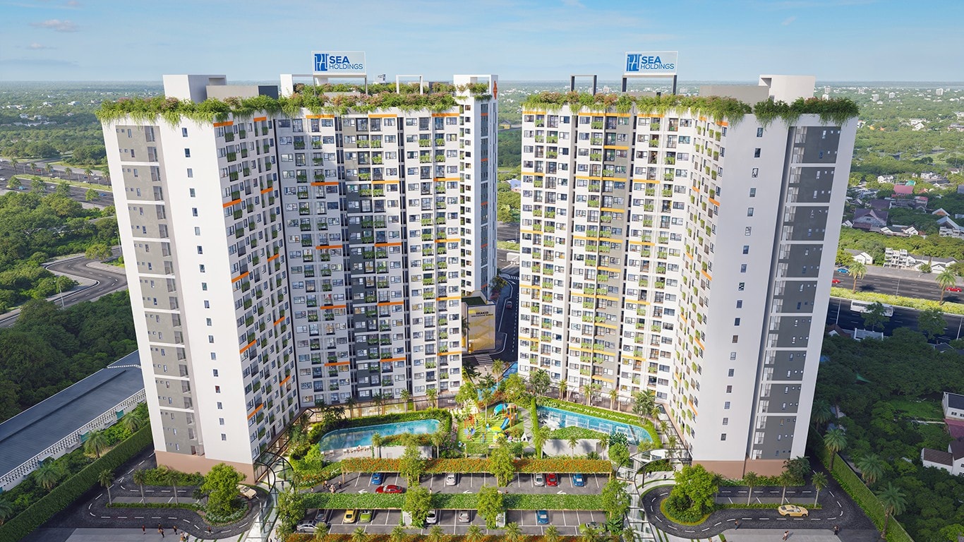 Dự án Destino Centro nằm trên mặt tiền quốc lộ 1A, cách ranh giới TPHCM chỉ 2 phút lái xe. 251119-destino-facade-view-1-update-no-watermark.jpg