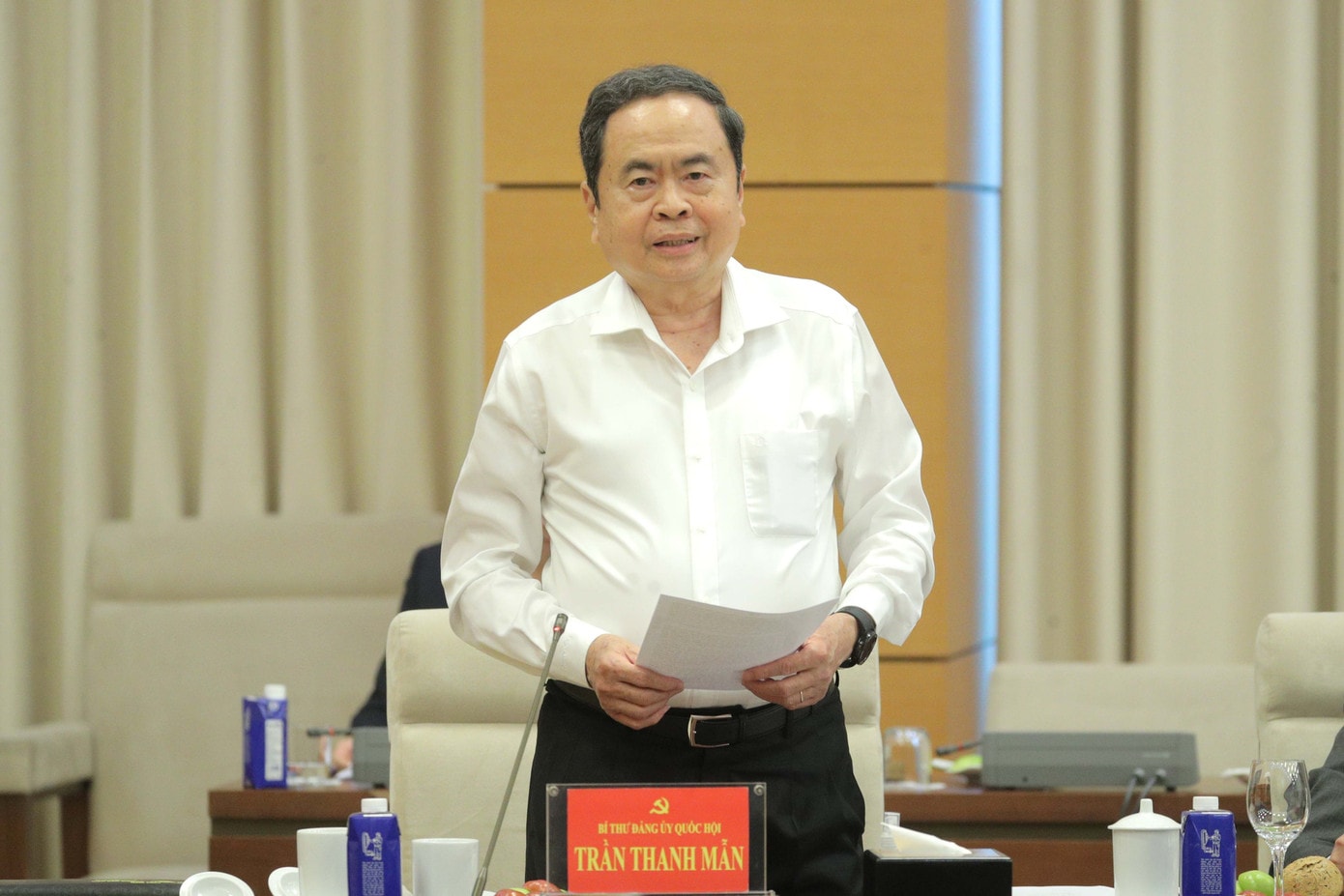 Chủ tịch Quốc hội Trần Thanh Mẫn phát biểu. Ảnh: Hồ Long 63bct1.jpg