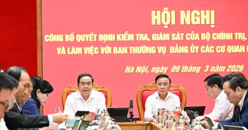 Công bố quyết định kiểm tra, giám sát của Bộ Chính trị, Ban Bí thư