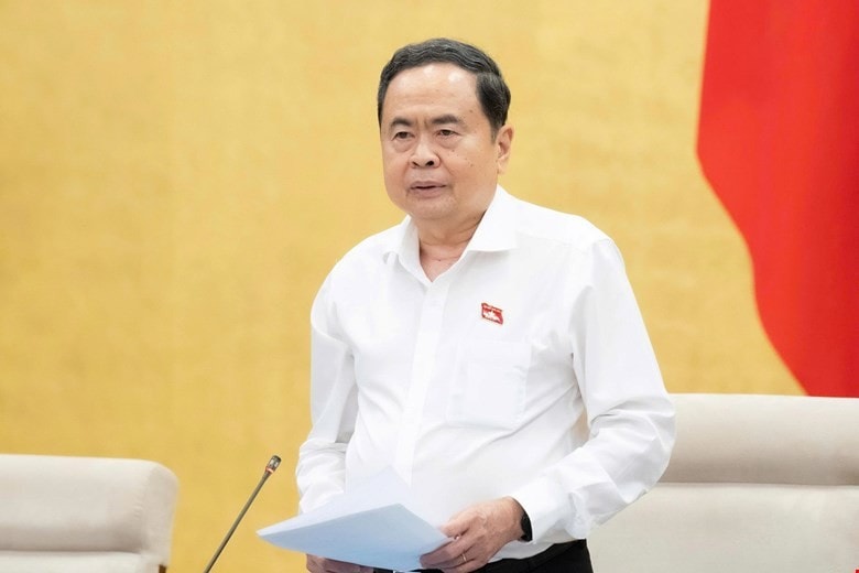 Chủ tịch Quốc hội Trần Thanh Mẫn phát biểu khai mạc phiên họp. Ảnh: QH Ủy ban Thường vụ Quốc hội sẽ cho ý kiến về công tác nhân sự trình Quốc hội - Ảnh 1.