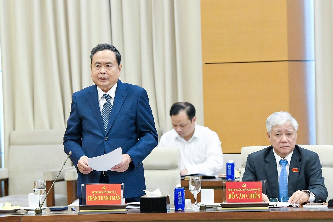 Chủ tịch Quốc hội Trần Thanh Mẫn phát biểu. Ảnh: Lâm Hiển Tổng Bí thư: Không để nợ thể chế trở thành điểm nghẽn của phát triển - Ảnh 2.