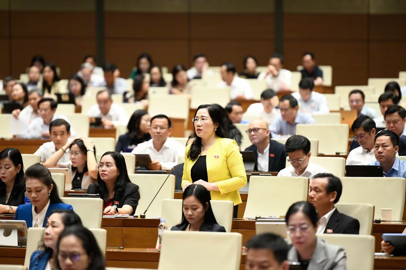 Đại biểu Nguyễn Thị Thủy (Đoàn Thái Nguyên). Ảnh: Như Ý Đại biểu Quốc hội: Trao 'chìa khóa vàng' thể chế để Hà Nội phát triển - Ảnh 2.