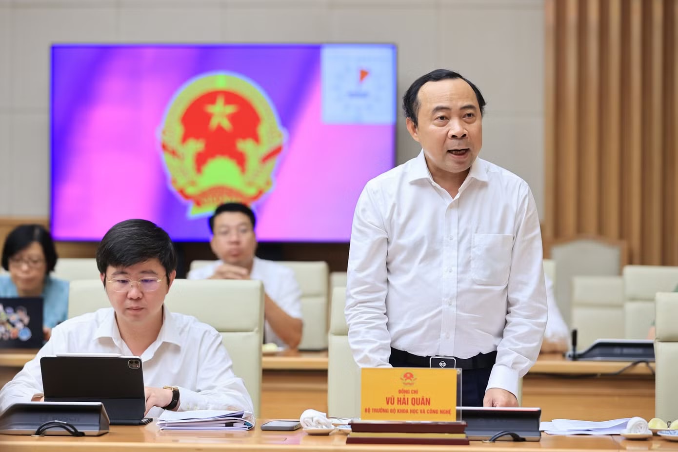 Bộ trưởng Bộ Khoa học và Công nghệ Vũ Hải Quân. Ảnh: VGP Thủ tướng Lê Minh Hưng: Tỉ trọng kinh tế số trong GDP phải đạt 30% - Ảnh 2.