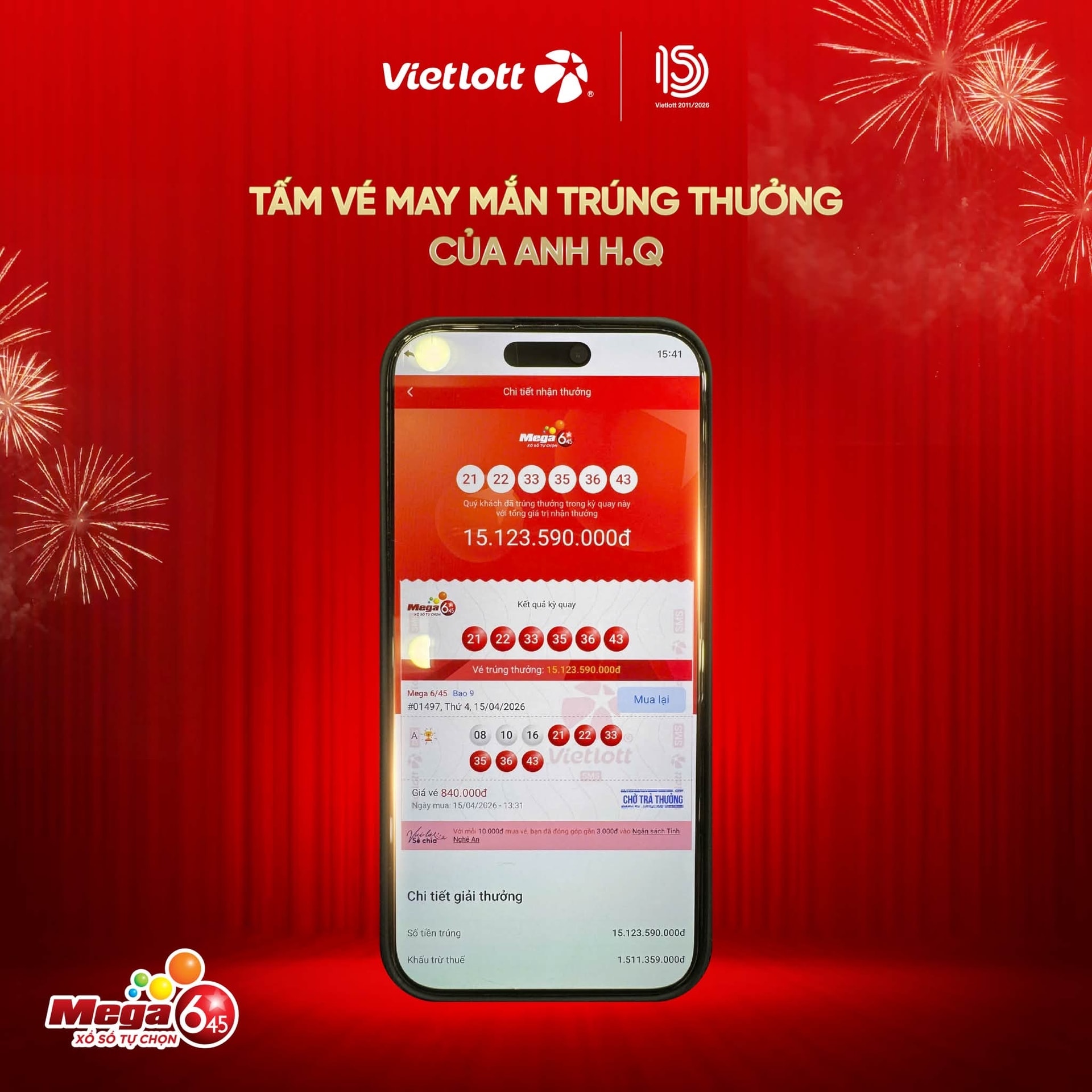 Anh Q. chia sẻ cách chọn số trúng giải Jackpot trị giá hơn 15 tỷ đồng của Vietlott - Ảnh 2.