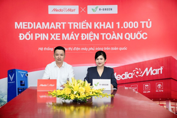 V-Green lại vừa có cú bắt tay 'nghìn trạm' với ông lớn điện máy, áp sát mục tiêu 60.000 tủ đổi pin khắp cả nước