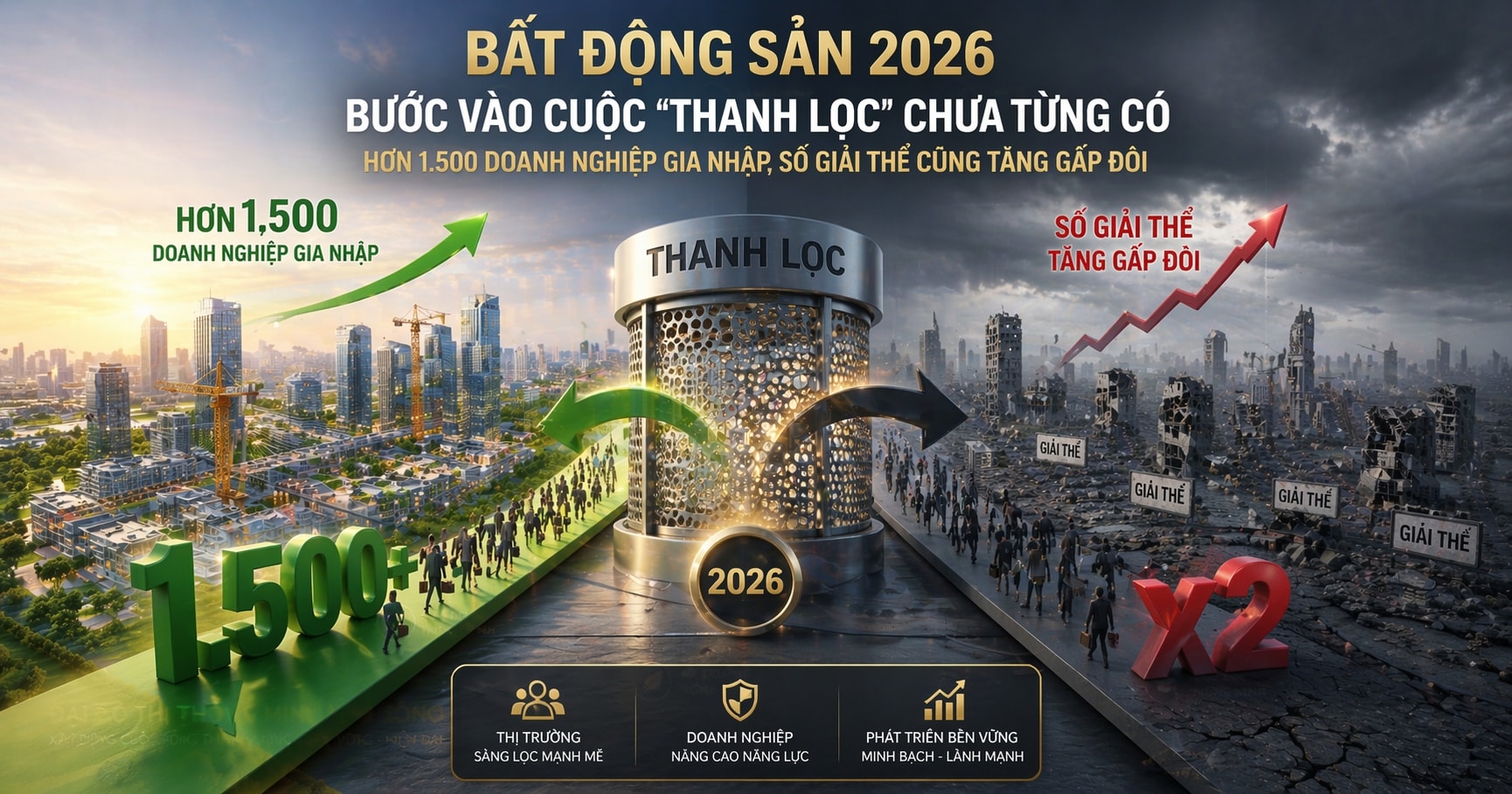 Bất động sản 2026 bước vào cuộc 'thanh lọc' chưa từng có: Hơn 1.500 doanh nghiệp gia nhập, số giải thể cũng tăng gấp đôi- Ảnh 2. Bất động sản 2026 bước vào cuộc 'thanh lọc' chưa từng có: Hơn 1.500 doanh nghiệp gia nhập, số giải thể cũng tăng gấp đôi- Ảnh 2.