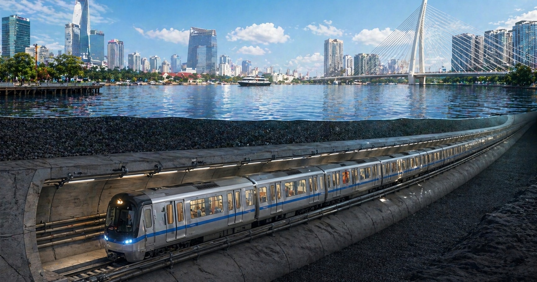Chỉ 1 ngày nữa, THACO của tỷ phú Trần Bá Dương chính thức khởi công tuyến metro đi ngầm xuyên sông độc đáo: Dài 6km, là hành lang kết nối 2 siêu sân bay lớn nhất cả nước- Ảnh 2. Chỉ 1 ngày nữa, THACO của tỷ phú Trần Bá Dương chính thức khởi công tuyến metro đi ngầm xuyên sông độc đáo: Dài 6km, là hành lang kết nối 2 siêu sân bay lớn nhất cả nước- Ảnh 2.