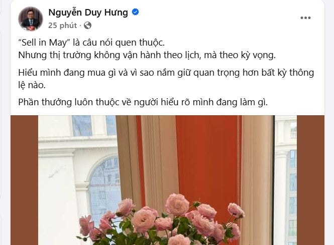 Chủ tịch Nguyễn Duy Hưng khuyên nhà đầu tư nên làm điều này trước 'Sell in May' để nhận phần thưởng - Ảnh 1.