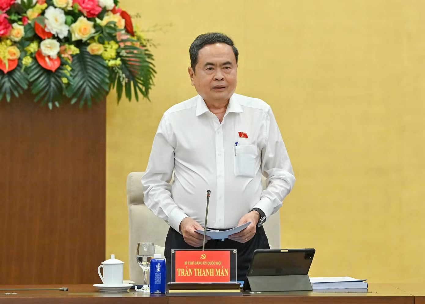Chủ tịch Quốc hội Trần Thanh Mẫn phát biểu tại Hội nghị. Ảnh: Như Ý Tổ chức thành công Kỳ họp thứ Nhất, mở đầu nhiệm kỳ với khí thế mới - Ảnh 1.