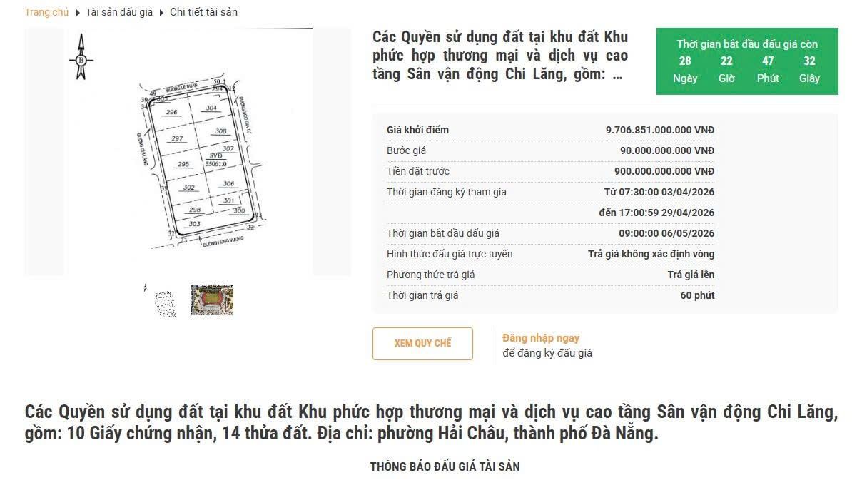 Thông báo đấu giá. Nguồn ảnh: Trung tâm Dịch vụ đấu giá tài sản TP. Đà Nẵng Thông báo đấu giá. Nguồn ảnh: Trung tâm Dịch vụ đấu giá tài sản TP. Đà Nẵng