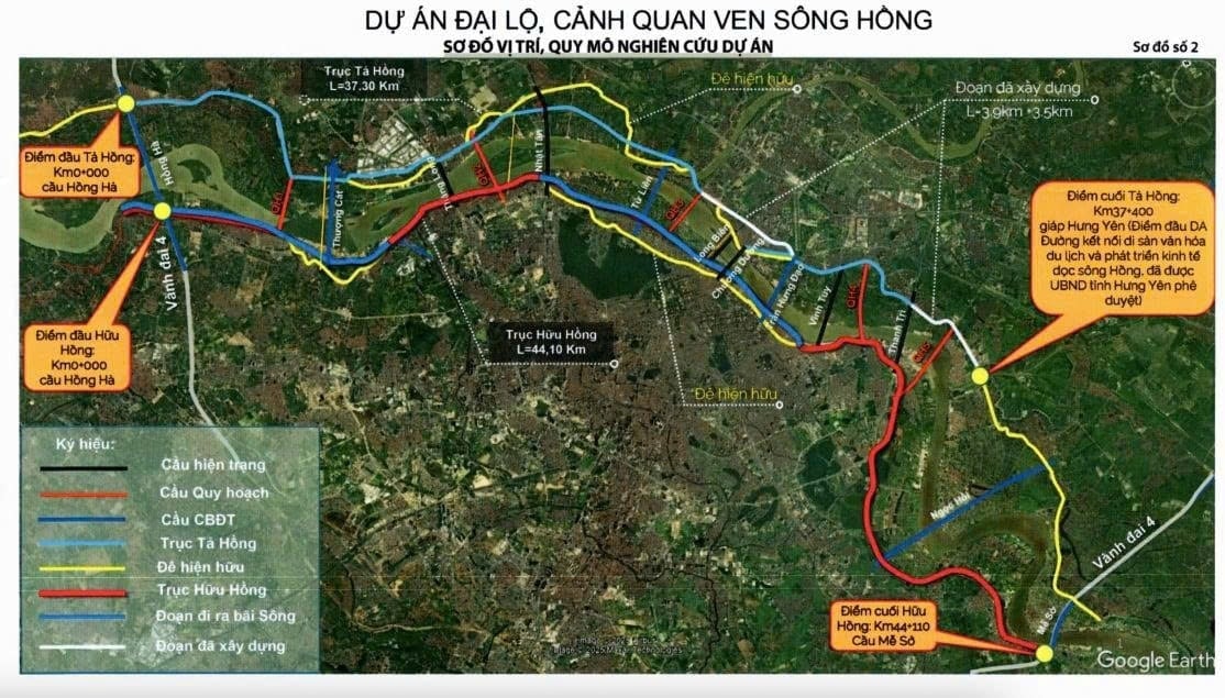 Hà Nội có điều chỉnh quan trọng đối với đại dự án trục đại lộ cảnh quan sông Hồng: Vốn giảm 118.000 tỷ, chỉ đi qua 16 xã/phường- Ảnh 1.