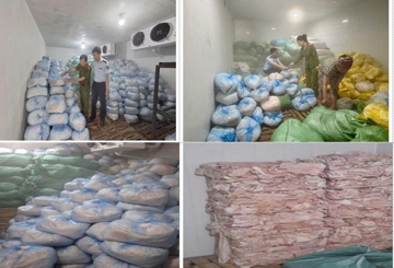 Khám xét 2 kho hàng, tịch thu 14 tấn bì lợn trị giá 400 triệu đồng ở Thanh Hóa