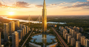 Việt Nam lần đầu tiên trong lịch sử sẽ có tháp chọc trời 108 tầng cao 639m cạnh cây cầu dây văng thép lớn nhất cả nước