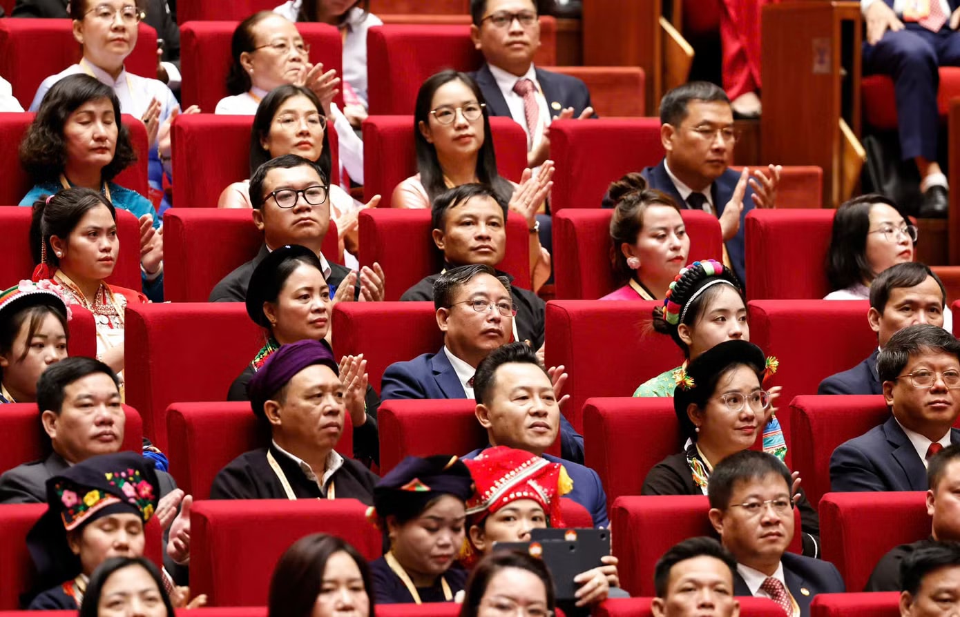 Các đại biểu tại phiên khai mạc Đại hội. Ảnh: Như Ý Tổng Bí thư, Chủ tịch nước Tô Lâm: 'Không để ý kiến chính đáng của nhân dân rơi vào im lặng' - Ảnh 3.