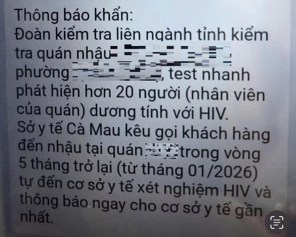Lãnh đạo Sở Y tế Cà Mau khẳng định không kêu gọi đi xét nghiệm HIV như thông tin lan truyền trên mạng xã hội. Thực hư thông tin nhân viên nhà hàng ở Cà Mau nhiễm HIV gây xôn xao - Ảnh 1.