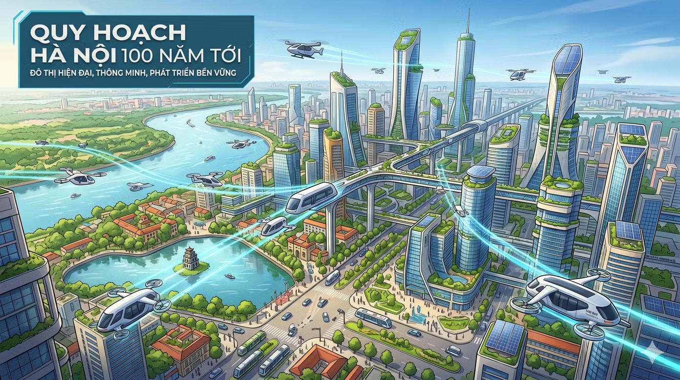 Ảnh minh họa. Ảnh do AI tạo Quy hoạch Thủ đô tầm nhìn 100 năm: Hà Nội áp dụng mô hình 'Đô thị 15 phút' - Ảnh 2.