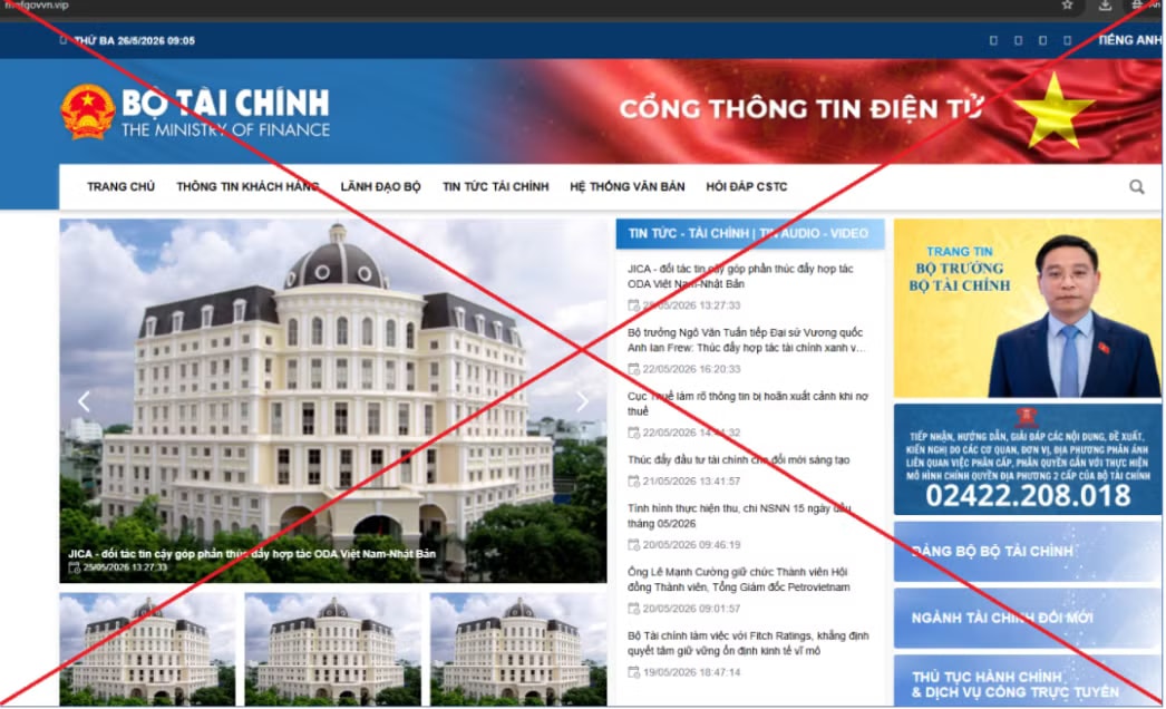 Một trong những trang web giả mạo Bộ Tài chính. Mạo danh Bộ Tài chính để lừa đảo gia tăng - Ảnh 2.
