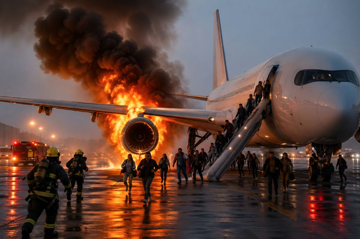 Động cơ bốc cháy khi máy bay Airbus tăng tốc trên đường băng khiến 5 người bị thương