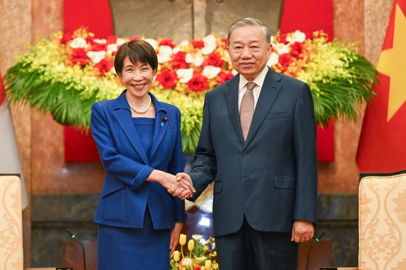 Thủ tướng Nhật Bản Takaichi Sanae hội kiến Tổng Bí thư, Chủ tịch nước Tô Lâm. (Ảnh: Như Ý) Thủ tướng Nhật Bản Takaichi Sanae kết thúc tốt đẹp chuyến thăm chính thức Việt Nam - Ảnh 1.