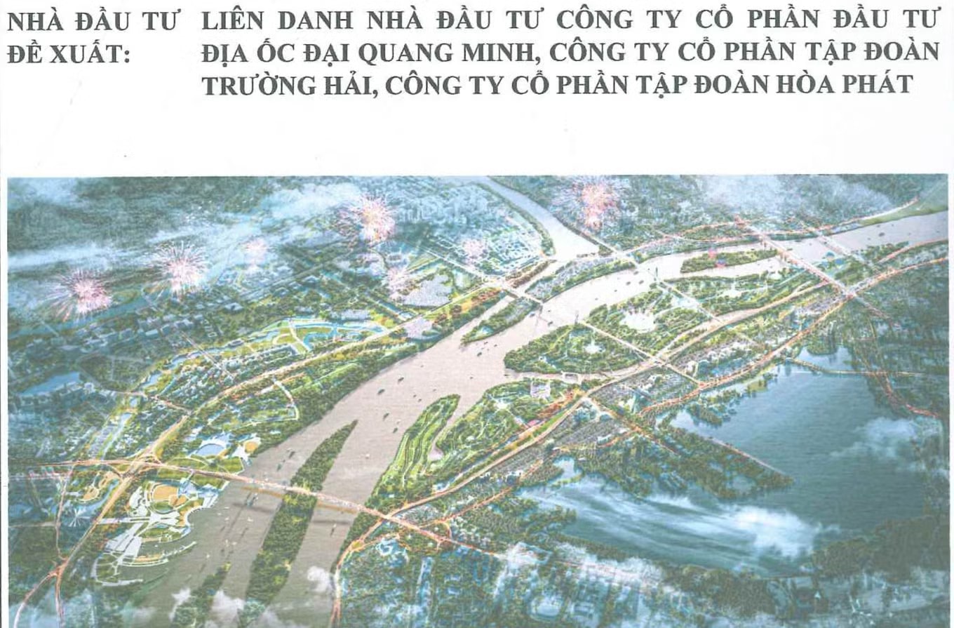 Liên danh nhà đầu tư dự kiến thực hiện dự án hiện chỉ còn Địa ốc Đại Quang Minh, Thaco Group và Hòa Phát. (Ảnh CĐT) Thêm 2 doanh nghiệp rút khỏi liên danh đầu tư Trục đại lộ cảnh quan sông Hồng - Ảnh 1.